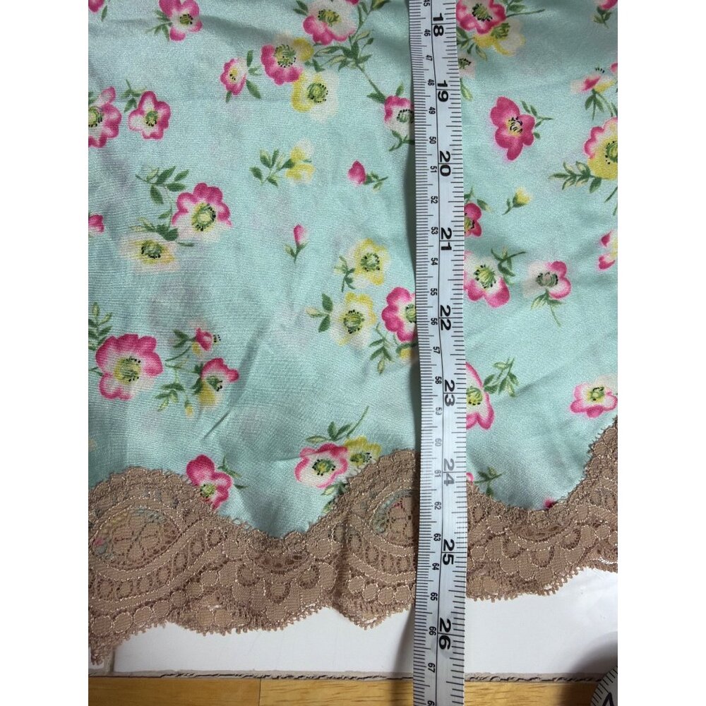 Vintage Victoria's secret 100% Silk Floral Lace Trim Chemise Slip Dress Size L - Picture 10 of 12